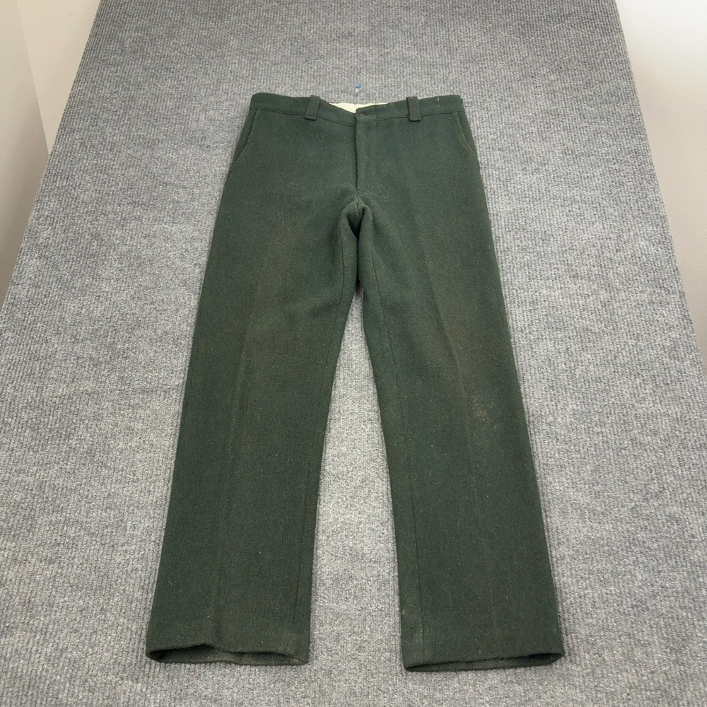 Vintage Wool Pants Mens 36x32 Forest Green Heavyweight Field Trousers Outdoor